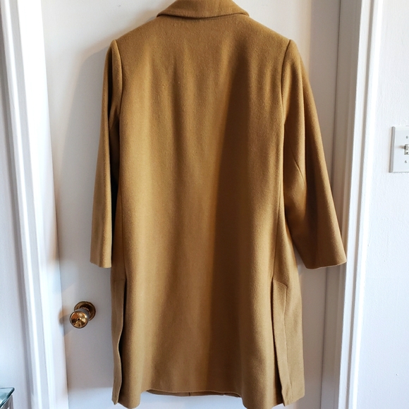 Harvé Bernard Wool Carmel Tan Trench Coat Button Down Slits On Sides Woman 14 - Picture 2 of 15